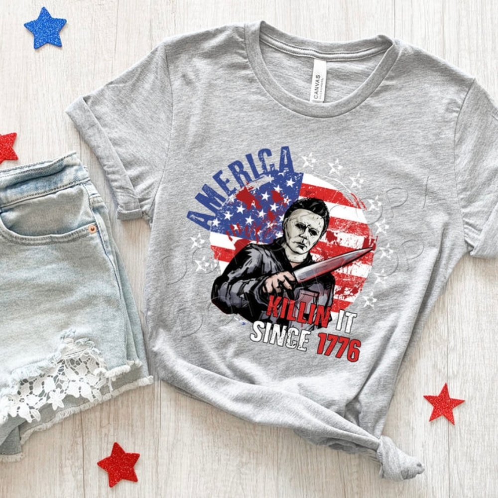 America Killin it since 1776 Michael Myers tee - Picture 1 of 3